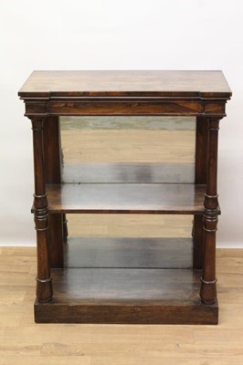 Lot 1498 - Regency rosewood three tier pier table with mirrored back