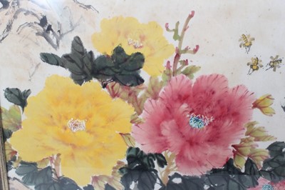 Lot 834 - Chinese school, 20th century, watercolour and body colour Peonies