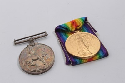 Lot 707 - First World War pair comprising War and Victory Medals named to 2. Lieut. J. S. King