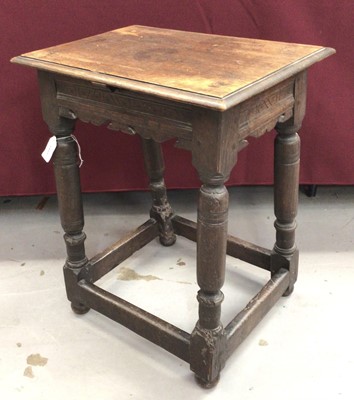 Lot 1489 - 17th century and later oak joint stool