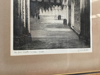 Lot 72 - B Woodcock, wood engraving, The barn at Stratford St Mary, together with four various pictures