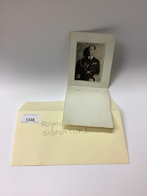 Lot 1338 - Royal Christmas Card of George II of Greece, with black and white photograph of him in Naval uniform