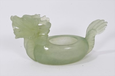 Lot 838 - Chinese carved green stone dragon vessel