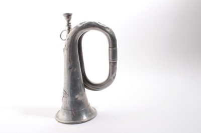 Lot 716 - 1930's Nazi N.S.K.K. Aluminium bugle, with badge and stamped 47 / 38 RZM