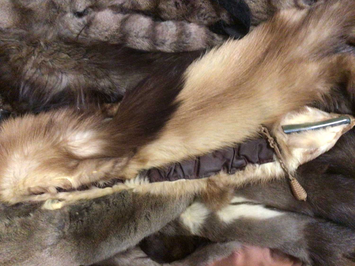 Lot 2113 - Vintage furs including mink coat retailed by J. Galistinos Co., blonde mink cropped jacket, Ann Green black feather bolero and various fur stoles with heads