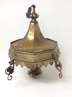 Lot 318 - Large decorative late 19th/early 20th century silver plated hanging lantern