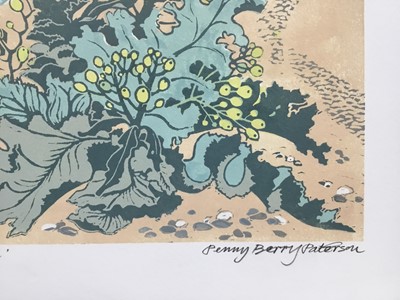 Lot 163 - Penny Berry Paterson (1941-2021) colour linocut print, Coastal Flora, Aldeburgh, signed and numbered 14/20, image 46 x 31cm