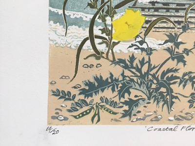 Lot 163 - Penny Berry Paterson (1941-2021) colour linocut print, Coastal Flora, Aldeburgh, signed and numbered 14/20, image 46 x 31cm
