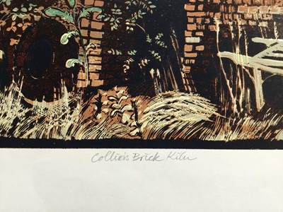 Lot 164 - Penny Berry Paterson (1941-2021) colour linocut print, Colliers brick kiln, signed and numbered A/P, 40 x 58cm