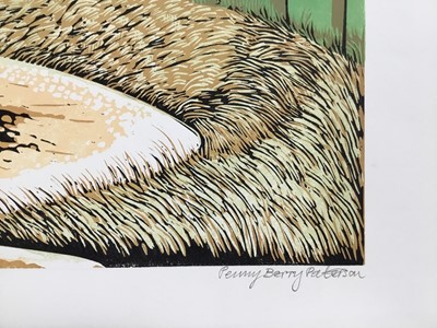 Lot 165 - Penny Berry Paterson (1941-2021) colour linocut print, Farm Fences, signed and numbered A/P