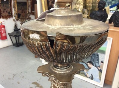 Lot 319 - Large and impressive Victorian silver oil lamp base, in the form of a Corinthian column
