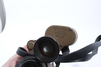 Lot 726 - Second World War Nazi Afrika Korps Binoculars, marked cag, Dienstglas 6x30, 329914, ddx. , with leather strap