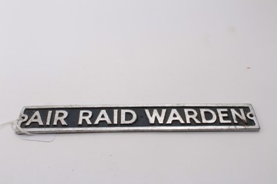 Lot 728 - Second World War A.R.P. Air Raid Warden chrome door plaque, 23cm in length