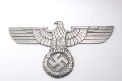 Lot 729 - Second World War period Nazi cast aluminium Eagle plaque, possibly form a civic building, reverse stamped CA1 - Mg- S1, wing span 71cm