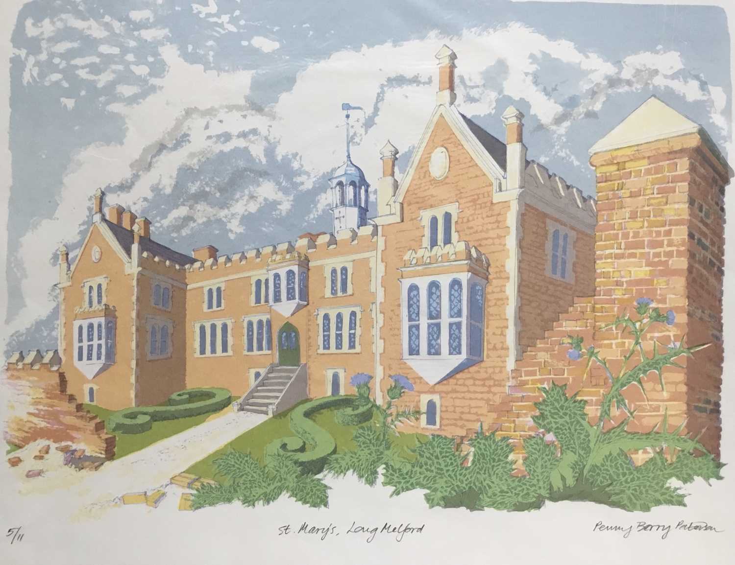 Lot 180 - Penny Berry Paterson (1941-2021) colour print, St Mary's, Long Melford, signed and numbered 5/11 33 x 44cm