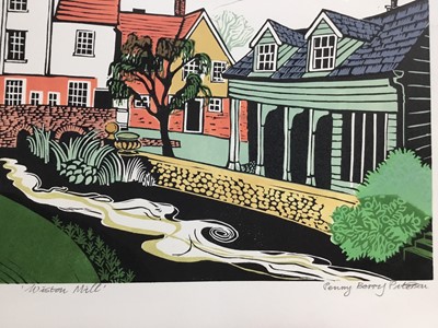Lot 181 - Penny Berry Paterson (1941-2021) colour linocut print, Wiston Mill, signed and numbered A/P. 29 x 41cm