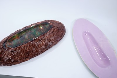 Lot 34 - Victorian George Jones majolica Trout dish and cover