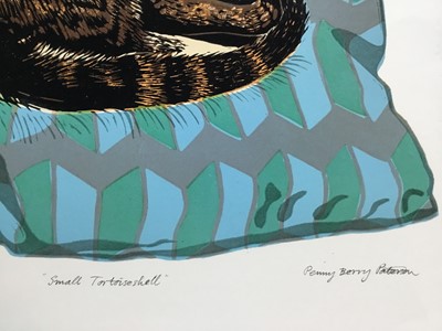 Lot 191 - Penny Berry Paterson (1941-2021) colour linocut print, Small Tortoiseshell, signed and numbered 3/40, image 33 x 41cm