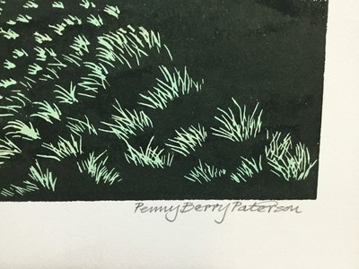 Lot 192 - Penny Berry Paterson (1941-2021) colour linocut print, James Hutton's Siccar Point, signed and numbered 8/10, 29 x 33cm
