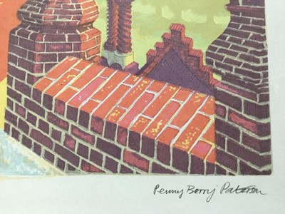 Lot 197 - Penny Berry Paterson (1941-2021) colour linocut print, Tower top, Layer Marney, signed and numbered 7/10, 27 x 38cm