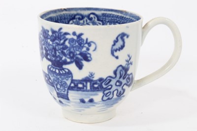 Lot 21 - Worcester coffee cup, circa 1780, printed in blue with the Bat pattern, 5.75cm high