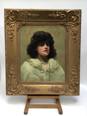 Lot 33 - A Crump (19th century), oil on canvas portrait of a lady, signed and dated 91