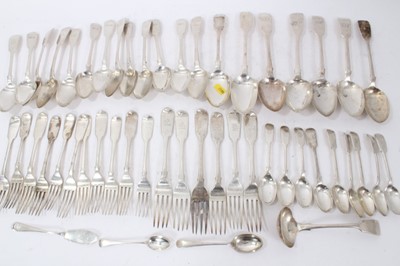 Lot 360 - selection of 19th century fiddle pattern flatware 45 pieces