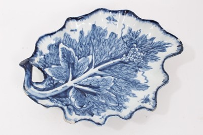 Lot 235 - Bow blue and white leaf-shaped dish, circa 1760, 21cm across