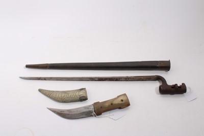 Lot 1017 - Victorian Martini Henry Socket bayonet with scabbard and an Eastern knife
