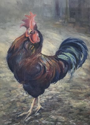 Lot 171 - P. M. Pretty (late 20th century) pastel - Lord of the Farmyard, three other various pictures