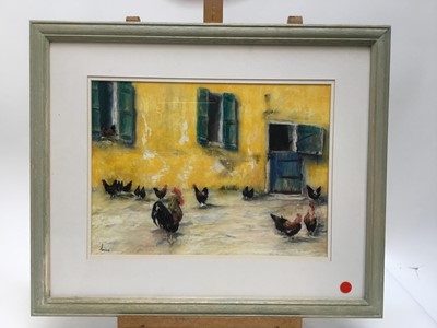 Lot 31 - P. M. Pretty (late 20th century) pastel - Lord of the Farmyard, three other various pictures