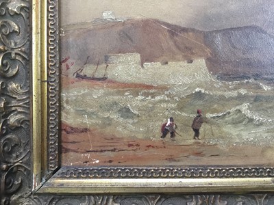 Lot 192 - Henry L. Bright (19th century) oil on board, coastal view with sailing vessels