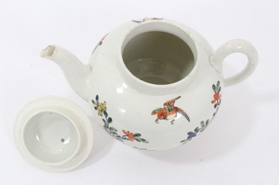 Lot 45 - An early Worcester teapot, circa 1754-55, polychrome painted in the Chinese style, with non-matching cover, 12cm high