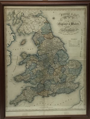 Lot 145 - Three mid-19th century Pigot & Co. maps, depicting Ireland, Scotland and England and Wales, each framed