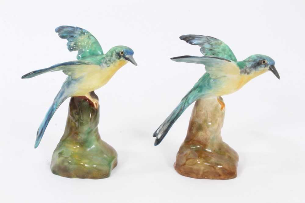 Lot 63 - Pair of Crown Staffordshire models of Kingfishers, shown perched on naturalistic bases, 9cm high
