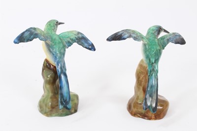 Lot 63 - Pair of Crown Staffordshire models of Kingfishers, shown perched on naturalistic bases, 9cm high