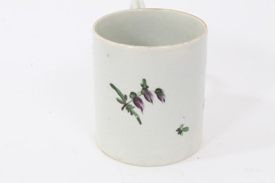 Lot 79 - Worcester small mug or coffee can, circa 1770, polychrome painted with floral sprays, 6.5cm high