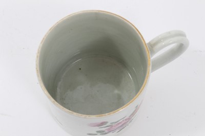 Lot 79 - Worcester small mug or coffee can, circa 1770, polychrome painted with floral sprays, 6.5cm high