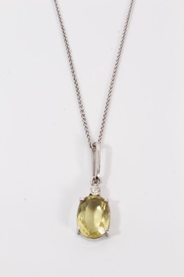 Lot 323 - 9ct white gold gem set pendant on chain