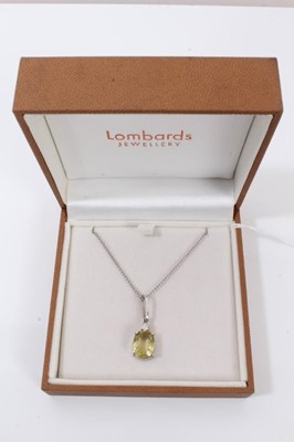Lot 323 - 9ct white gold gem set pendant on chain