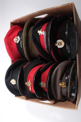 Lot 733 - Collection of 8 Elizabeth II British Military Officers caps, various regiments to include Royal Engineers, R.E.M.E., Royal Artillery and others