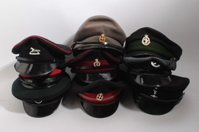 Lot 734 - Collection of 9 Elizabeth II British military officers caps, various regiments to include Air Training Corps, Royal Army Medical Corps, Royal Signals and others