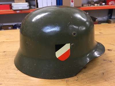 Lot 735 - Group of 5 replica Nazi Officers caps, side caps and helmets to include a replica Afrika Korps helmet (5)