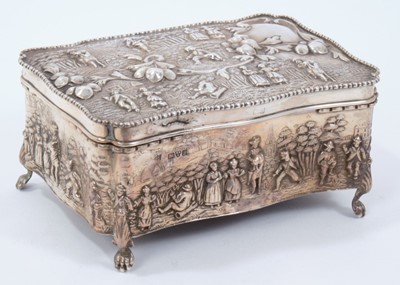 Lot 336 - Early George V silver jewellery casket of shaped rectangular form