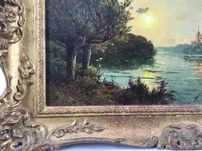 Lot 1279 - Edmund John Niemann 1813 - 1876 
"On The River Wye", oil on canvas, signed, in gilt frame, gallery 
label verso. 25 x 39cm.