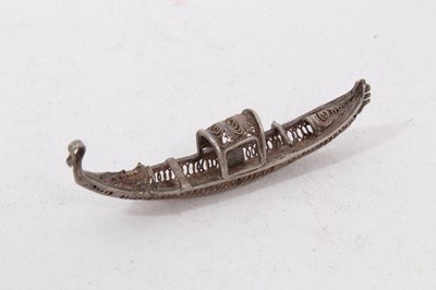 Lot 345 - Early 20th century white metal model of an armed Chinese Junk, and other items