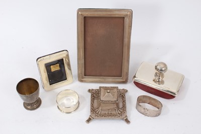 Lot 346 - Selection of miscellaneous silver including two photograph frames, two napkin rings and other items