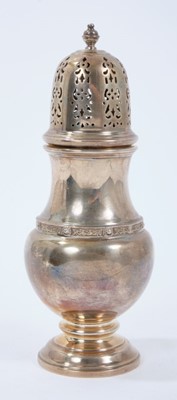 Lot 351 - Contemporary silver sugar caster of baluster form, with pierced slip in cover
