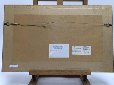 Lot 50 - Malcolm Edwards (20th century) mixed media, End of an era, Smowdonia, 17 x 38cm, glazed frame, Thompson's Gallery label verso