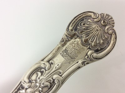 Lot 356 - Early Victorian Scottish silver single struck, Queens Pattern fish slice, with pierced blade
